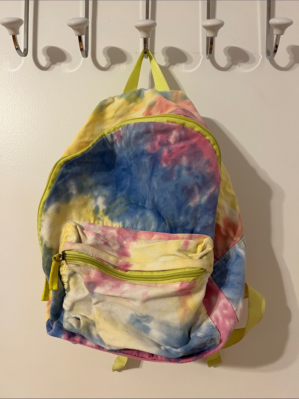 Tie-Dye Pastel Backpack with Yellow Accents